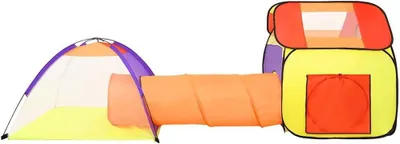 Produktbild von 3-in-1 Spielzelt mit Tunnel und 250 bunten Bällen, Mehrfarbig, 338x123x111 cm, aus strapazierfähigem Polyester, inklusive Tragetasche