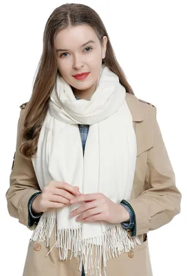 Produktbild von Damen Schal einfarbig weich 185 x 65 cm creme-weiß
