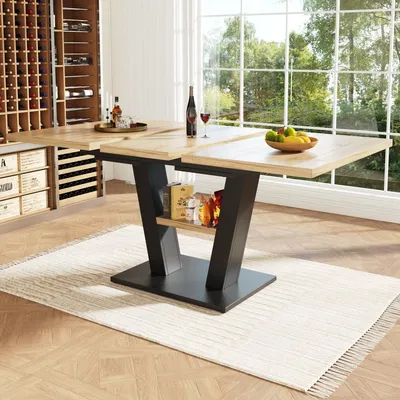 Image de Table extensible télescopique (118-157 x 70 x 75 cm), table de cuisine extensible pour cuisine et salon, finition bois