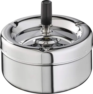 Produktbild von Aschenbecher aus verchromtem Metall, 13cm Durchmesser, mit Drehmechanismus