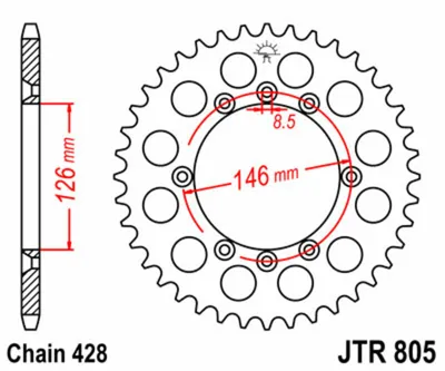 Obrázek produktu pro JT řetězové kolo 50T 428 JTR805.50