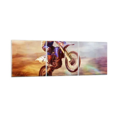 Produktbild von Bilder auf glas - Motor Sport Helm - 90x30cm - Glasbilder - Wandbilder - Kunstdruck - zum Aufhängen bereit - Wanddekoration aus Glas - Glas Bilder - Wandbild auf Glas - 3 Teile - GCA90x30-3881