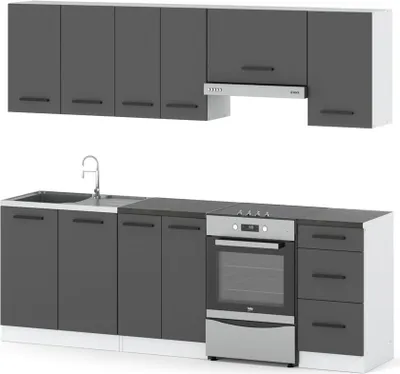 Zdjęcie produktu dla Meble Kuchenne Nowoczesne Szare Mokka 2.4M Zestaw Modułowy Loft