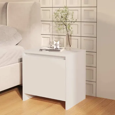 Image de The Living Store Table de chevet Blanc 45x34x44,5 cm Bois composite