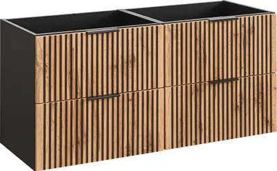 Produktbild von Waschtischunterschrank 120.4cm Gaia mit 4 Schubladen, Eichenoptik und Schwarz