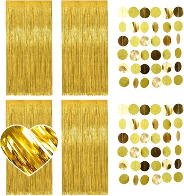 Obrázok produktu pre Lametta, 6 kusov, strieborná, s trblietkami, rozmery 1 m x 2 m, 4 závesy, 2 girlandy, vhodné na oslavy