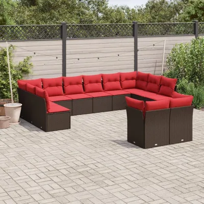 Immagine prodotto di Maison Exclusive - Set da giardino composto da 12 pezzi con cuscini, marrone, polyrattan