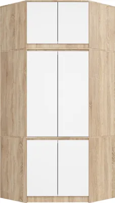 Produktbild von BDW Schlafzimmer Eckschrank mit Verlängerung, 6 Türen, Eiche Sonoma / Weiß