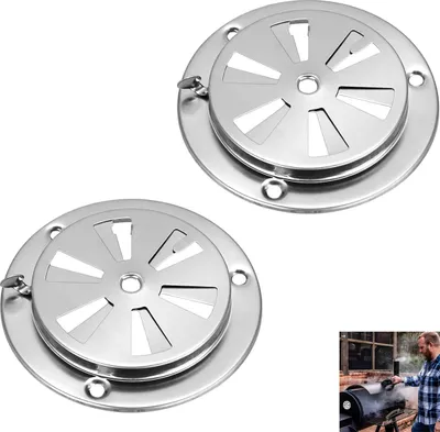 Produktbild von 2er Set Ofen Luftauslass 94mm, lüftungsgitter rund, verschließbares Edelstahl Lüftungsgitter, runde Ventilklappe