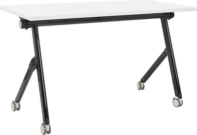 Produktbild von BELIANI Schreibtisch Weiß u. Schwarz 120 x 60 cm Klappbar Faltbar mit Rollen Mobil Bürotisch für Homeoffice Büro Modernes Design