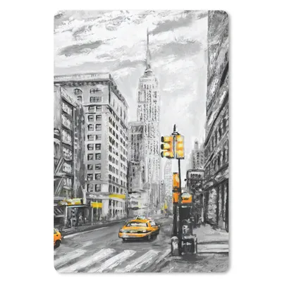 Produktbild von MuchoWow® Mauspad Mousepad Malerei - Stadt - Auto - Gelb 18x27 cm - Mousepads - Maus Mat - Pad - Mausunterlage