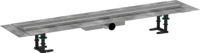 A product shot of a shower drain system on a white background.