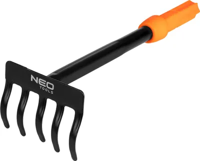 Obrázek produktu pro NEO TOOLS Malé zahradní hrábě 6 hrotů pro systém NEO Click - Kompaktní ruční hrábě z vysoce kvalitní uhlíkové oceli