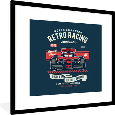 Produktbild von MuchoWow® MuchoWow® Gerahmtes Poster Auto - Rennstrecke - Oldtimer 40x40 cm - Poster mit zchwarzem Bilderrahmen - Poster - Plakat im Rahmen