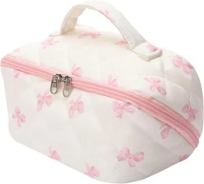 Obrázok produktu pre Cestovná kozmetická taška – Vatelínová látková taška – Cestovanie a organizácia – 27,4 x 12,2 x 5,8 cm