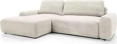 Zdjęcie produktu dla FURNLUX Sofa narożna Cord kremowo-biało-czarna 264 cm / Kolor główny: beżowy / Wymiary: 264 x 85 x 162 cm