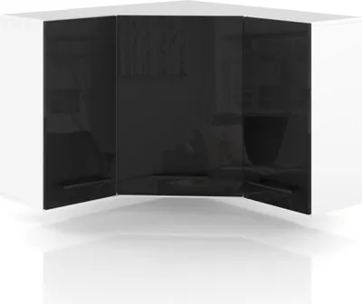Zdjęcie produktu dla Szafka Kuchenna Wisząca Narożna Modułowa 90X90Cm Spremium Czarny Połysk
