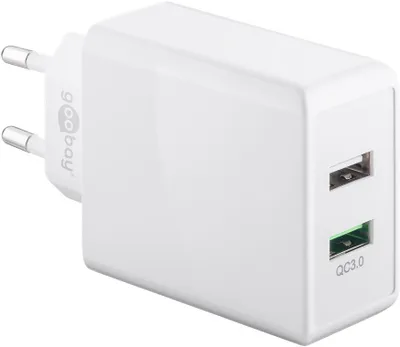 Produktbild von Dual-USB Schnellladegerät QC3.0 28W (weiß)