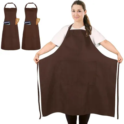 Productafbeelding van 2 schorten, oversized model, met 2 zakken, koffieprint, 100% polyester