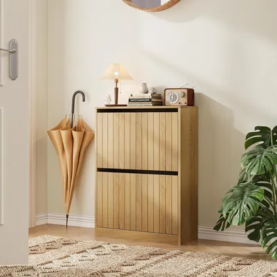 Produktbild von Schuhschrank mit 2 Türen, Holzoptik, platzsparend, für Flur und Diele