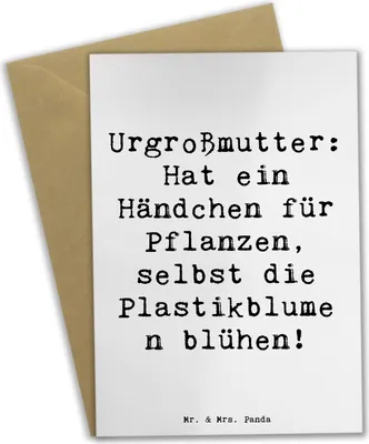 Produktbild von Mr. & Mrs. Panda Grußkarte Spruch Urgroßmutter Wundergrün - Weiß - Geschenk, einladungskarten, Ahnen, Freude, osterkarte, weihnachtskarten, Familientradition, Pflanzen