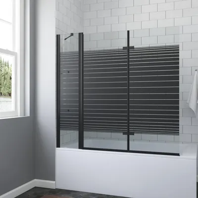 Produktbild von Badewannenaufsatz Schwarz matt 150 x 140 cm Duschtrennwand für Badewanne Duschwand Glas aus 5 mm Einscheiben Sicherheitsglas, Nano Beschichtung