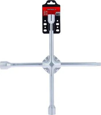 Zdjęcie produktu dla Klucz Krzyżakowy do Kół Wzmocniony, Nasadki 17 mm, 19 mm, 21 mm, Kwadrat 1/2", Stal Precyzyjna