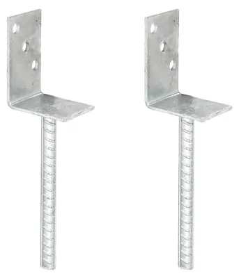 Produktbild von Alberts 2 x L-Pfostenträger mit Riffelstahl-Betonanker, 80x104 mm, Betonanker 20 mm, feuerverzinkt, zum Einbetonieren