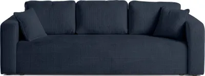 Image de Best Mobilier Miro - canapé droit 3 places - convertible avec coffre - en velours texturé , Bleu