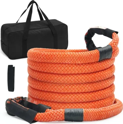Image de Câble de remorquage 22 mm x 6 m - 13871 kg Sangle de remorquage offroad haute performance - Câble de traction extrêmement résistant avec 30 % d'énergie élastique - Aide au remorquage pour jeep, voiture, camion, ATV, UTV, SUV, tracteur