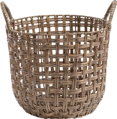 Produktbild von Aufbewahrungskorb - H 32 cm - Braun - Kunststoffgeflecht - Metall