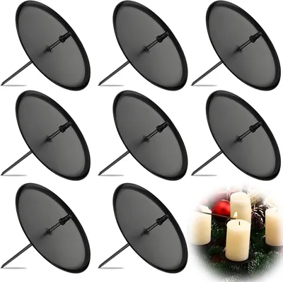 Produktbild von 8 Kerzenständer für Adventskranz, 8 cm Kerzenhalter, Metall-Stumpenkerzen, Adventskerzenhalter mit Dorn