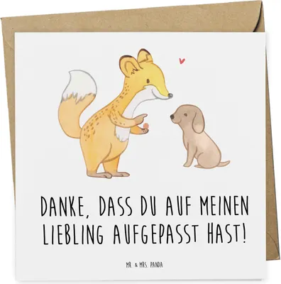 Produktbild von Mr. & Mrs. Panda Grußkarte Dank an Hundesitter - Weiß - Geschenk, Bedanken, Emotional, Wertschätzung, Klappkarte, faltkarte, Glückwunschkarte, Aufmerksamkeit, anlasskarte