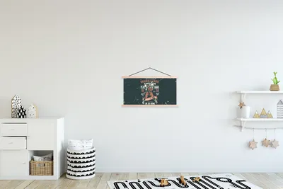 Produktbild von MuchoWow® Textilposter Jahrgang - Skelett - Baseball 60x30 cm mit holzfarbenen Rahmen - Dekoration