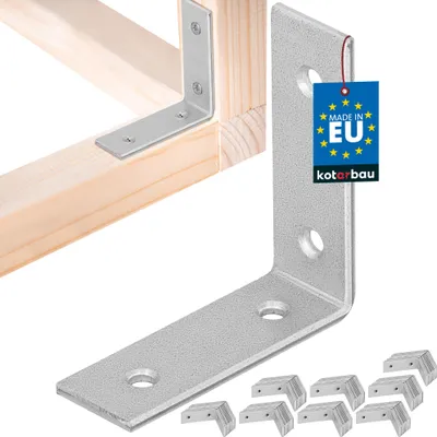 Immagine prodotto di KOTARBAU® Set di 100 connettori angolari pesanti 50 x 50 x 17 mm in acciaio zincato Angolo in acciaio Stabile Connettore per travi durevole Argento
