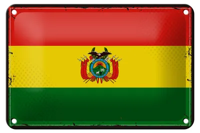 Produktbild von Blechschild Flagge Boliviens 18x12cm Retro Flag of Bolivia