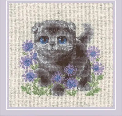 Produktbild von Riolis Kreuzstich Set "Faltohr-Kätzchen", Zählmuster, 15x15cm