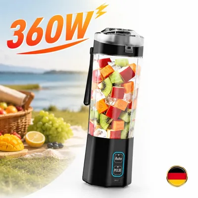 Produktbild von Smoothie Maker To Go 360W USB Mixer tragbar Mini Standmixer Schwarz Akku DE