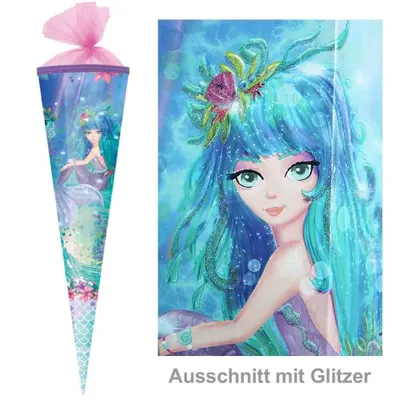 Produktbild von Herlitz Schultüte 85 cm veredelt Mädchen, Motiv:Mermaid Glitzer