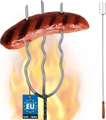 Obrázek produktu pro KOTARBAU® grilovací špízy špíz na táborák dřevěná rukojeť 123 cm grilovací špíz na klobásy špejle na chleba grilovací špízy nerezové špízy na marshmallow táborák teleskopické grilovací špízy na táborák