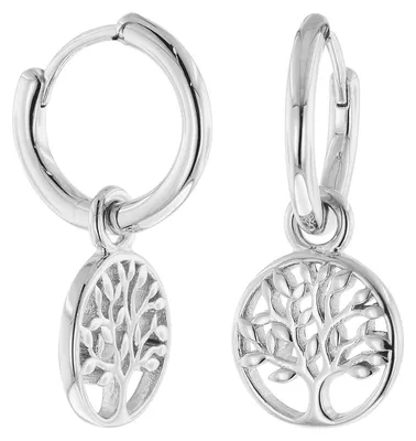 Produktbild von trendor Damen-Ohrringe 925 Silber Creolen mit Lebensbaum 925 Silber 51020