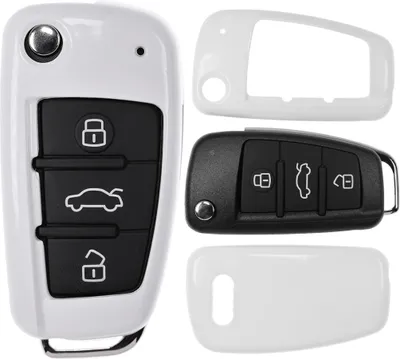 Produktbild von Auto Schlüssel Kunststoff Hülle ABS Plastik Schutz Cover Weiß kompatibel mit Audi A1 8X S1 A3 8P S3 A6 4F S6 Q7 Klappschlüssel