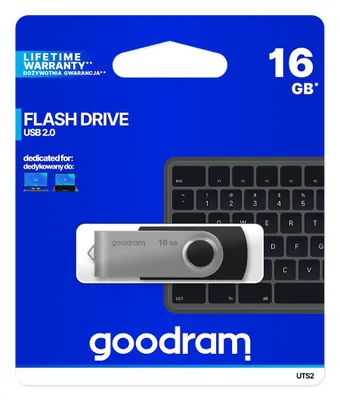 Obrázek produktu pro Goodram UTS2, 16 GB, USB Typ-A, 2.0, 20 MB/s, Kloub, Černá