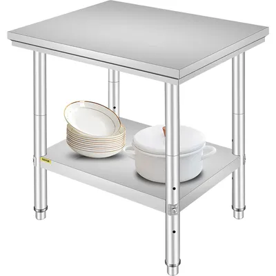 Edelstahl-Küchentisch 60x76x80 cm, 2 Ebenen, belastbar bis 150 kg