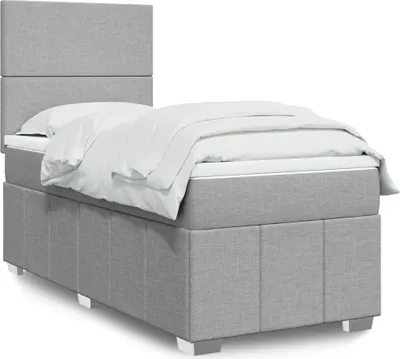Produktbild von Schlichtes Boxspringbett mit Matratze - Hellgrau 100x200 cm Stoff Design Klassische Betten 9252327