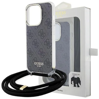 Produktbild von Guess IML 4G Printed Crossbody Case für iPhone 15 Pro schwarz