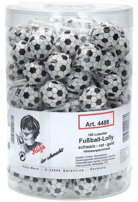 Image de Küfa football sucette noir rouge or emballage individuel 100 pièces 1650g