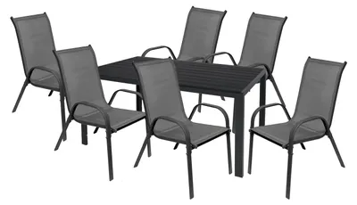 Produktbild von Gartengarnitur Sitzgarnitur 7-tlg.150x80cm Non-Wood Anthrazit/Schwarz