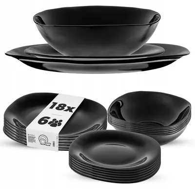 Produktbild von Tafelservice Kadax 18-teilig quadratisch schwarz Glas für 6 Personen