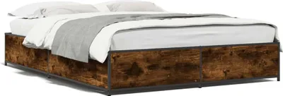 Obrázok produktu pre vidaXL Rám postele z dymového duba 135x190 cm Materiál na báze dreva a kovu